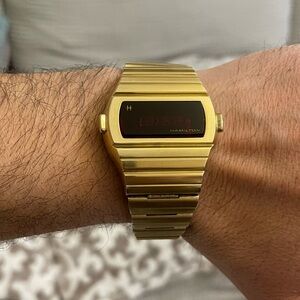 Vintage Hamilton Digital LED Watch – Gold Tone – Needs Repair
